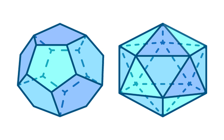 Dodecahedron and Icosahedron Vector Illustrationのイラスト素材
