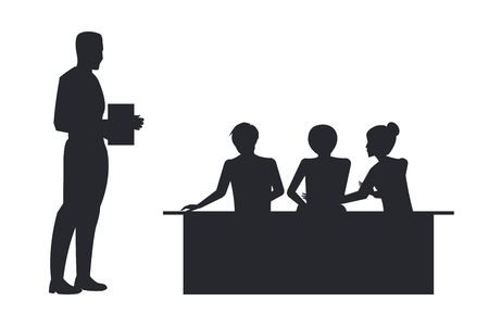 Businessman with Book Side View and People Sittingのイラスト素材