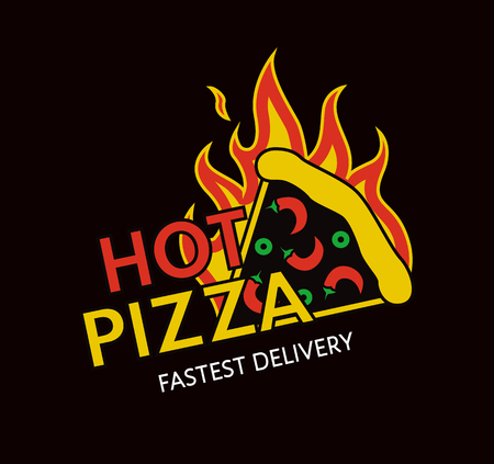 Hot Pizza Fastest Delivery Promotional Emblemのイラスト素材