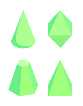 Green Isolated Prisms Set on White Backgroundのイラスト素材