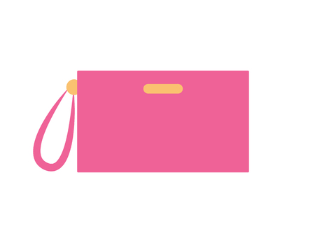 Handbag of pink color, item with strap designed for women, fashion and accessories, clothing store bag vector illustration, isolated on whiteのイラスト素材