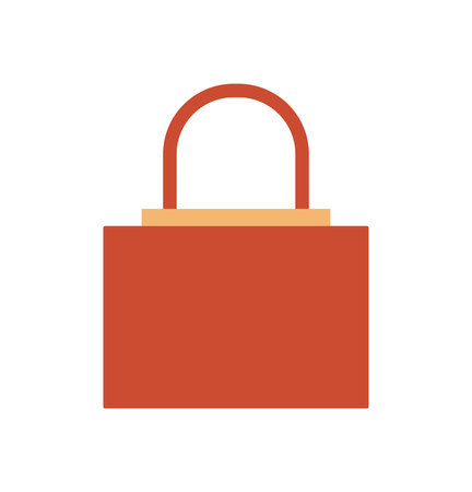 Brown women handbag with metal decorative element vector illustration isolated on white. Fashionable elegant bag female accessory, modern stylish purseのイラスト素材