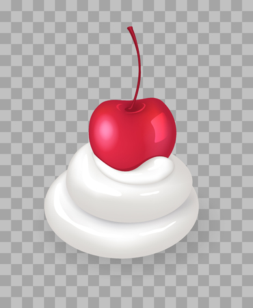 Swirl of Whipped Cream with Ripe Cherry on Topのイラスト素材