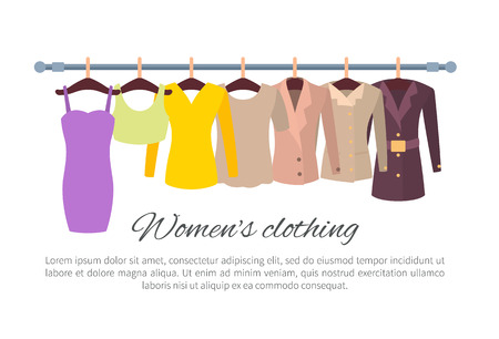 Womens Clothing Poster with Fashionable Apparelのイラスト素材
