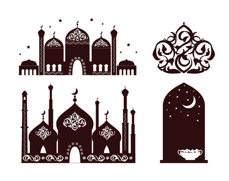 Ramadan Mosques Collection Vector Illustrationのイラスト素材