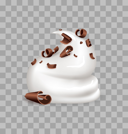 Whipped cream containing chocolate crumbles, creamy component of bakery, sweet white mousse, isolated on transparent background vector illustrationのイラスト素材