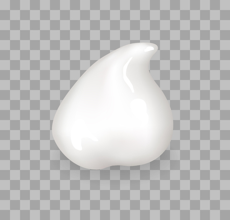 Gel drop realistic icon, smear white cream, cosmetic healthcare product, moisturizer organic cosmetics vector illustration isolated on transparentのイラスト素材