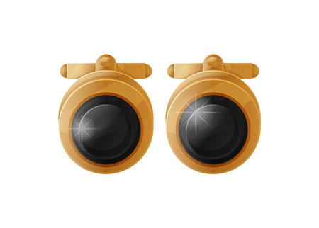 Earrings with black gemstones isolated on white background vector golden accessory with precious gems, expensive female wear element, fashion attireのイラスト素材