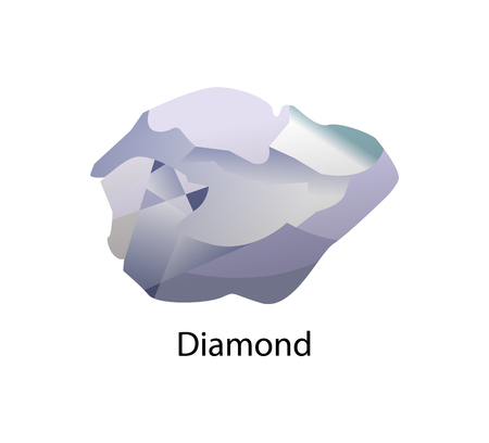 Diamond metastable allotrope of carbon, cubic crystal structure lattice. Expensive precious gemstone vector illustration isolated on whiteのイラスト素材