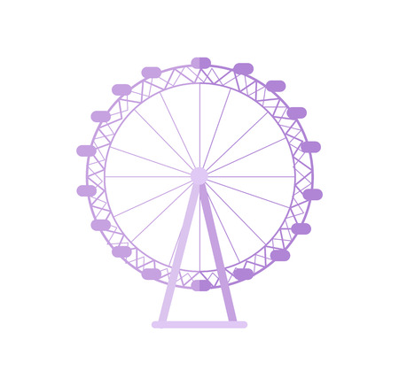 Huge London Eye as popular tourist destination. Biggest ferris wheel of England. Famous Great Britain sight isolated cartoon vector illustration.のイラスト素材