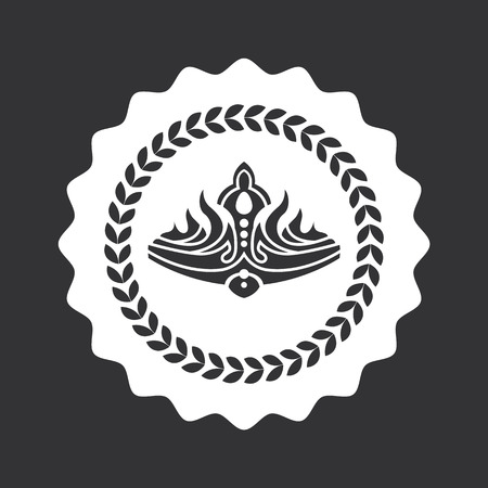 Luxurious Noble Crown on Round Monochrome Emblemのイラスト素材