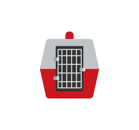 Travel pet carrier for animal in-cabin airline transportation, comfortable cage made of plastic carry-on item allowance by airport vector illustrationのイラスト素材