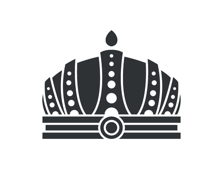 Royal crown in futuristic style with complicated design black silhouette isolated on white. Accessory symbolizes political authority sign vectorのイラスト素材