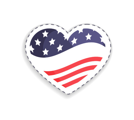 Old Glory placed in heart shaped figure, stripes and stars symbolic signs of USA, Union Glory celebration day vector illustration isolated on whiteのイラスト素材