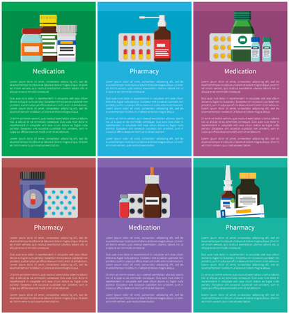 Pharmacy and Medication Set Vector Illustrationのイラスト素材