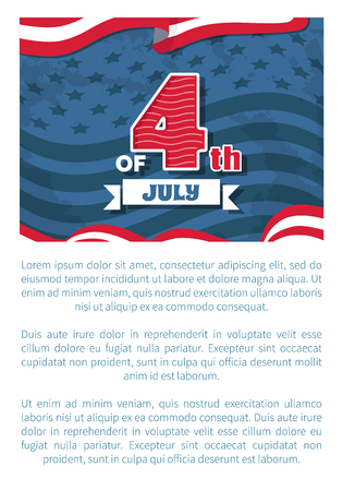 Fourth of July Independence day poster with headline, event in United States symbolizing unity of American nation, vector illustration with text sampleのイラスト素材