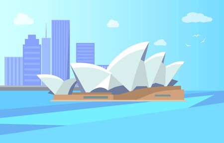 Sydney Opera House and City Vector Illustrationのイラスト素材