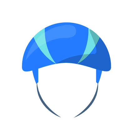 Helmet icon skateboard riding, safety and hobby headware, blue protective part of costume for skateboarders vector illustration isolated on whiteのイラスト素材