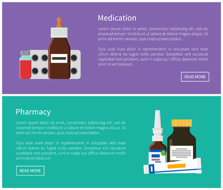 Medication and Pharmacy Web Promo Posters Setのイラスト素材