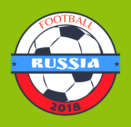 Football Russia 2018 Logo Isolated on Green Cardのイラスト素材