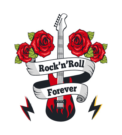 Rock-n-Roll Forever Guitar Vector Illustrationのイラスト素材