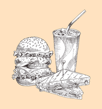 Hamburger and Sandwich Set Vector Illustrationの写真素材