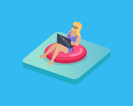 Freelancer on Rest Colorful Vector Illustrationの写真素材