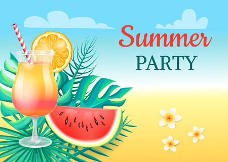 Summer Party Cocktail Party Vector Illustrationのイラスト素材