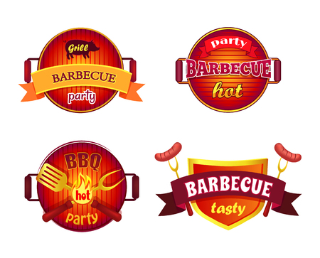 BBQ Party Set Icons Barbecue Vector Illustrationのイラスト素材