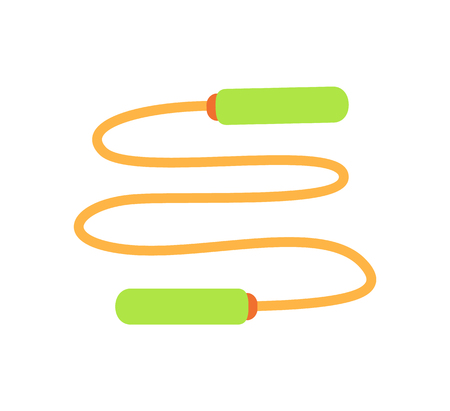 Jumping rope exercise isolated icon vector. Traditional equipment used in gym during workouts. Training cord with handles, weight loss train objectのイラスト素材
