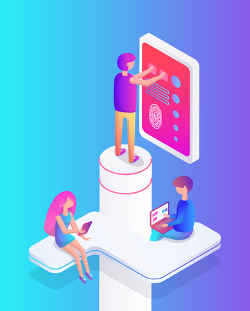 Interactive Reality People Set Vector Illustrationの写真素材