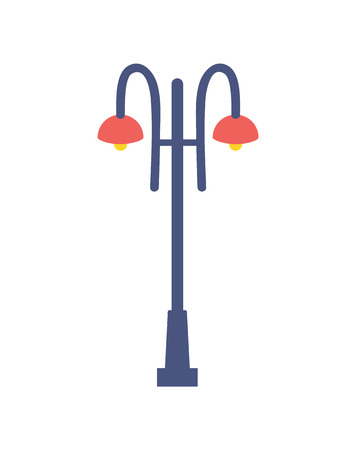 Street lamp icon vector illustration isolated on white backdrop. Traditional outdoor lantern, lighting outdoor equipment electric bulb illuminated signのイラスト素材