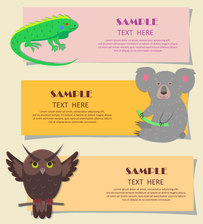 Concept of Three Horizontal Beasts on Kids Cardsのイラスト素材