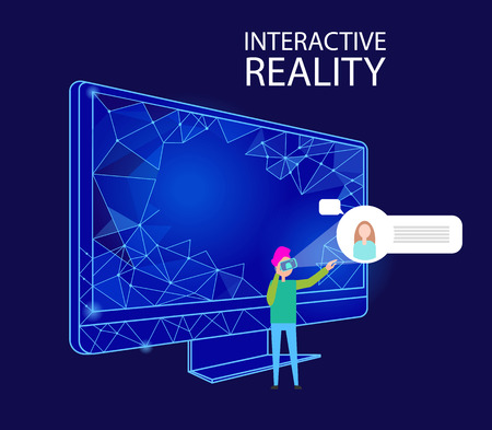 Interactive Reality Computer and Person Vectorのイラスト素材