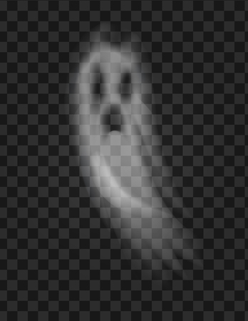 Ghost and scary poltergeist with sad face and opened mouth vector. Isolated icon on transparent background, apparition and spooky deep night creatureのイラスト素材