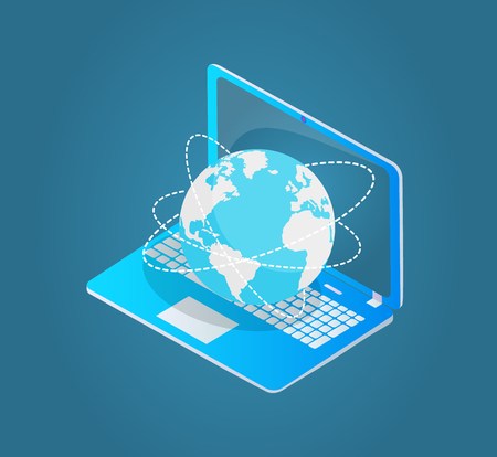 Laptop with World Wide Web Emblem 3d Model Vectorのイラスト素材