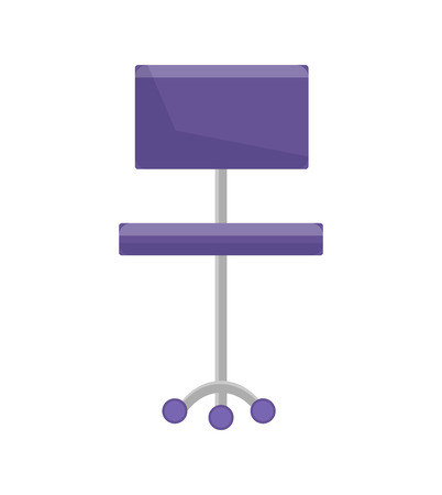 Purple office chair with wheels comfortable to sit on empty seat closeup adjustable stand for boss vector illustration isolated on white backgroundのイラスト素材