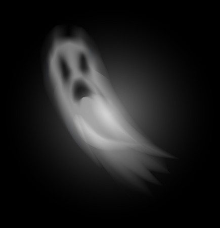 Ghost poltergeist creature halloween isolated icon vector. Scary mysterious spirit haunting people at night. Mystery of horror and spooky apparitionのイラスト素材