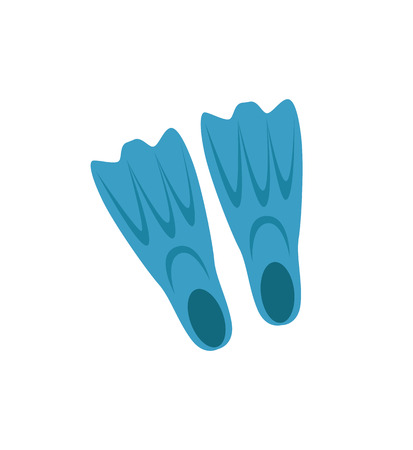 Plastic flippers for swimming emblem isolated vector icon in cartoon style. Couple of fins single simple element set, top view of summertime badgeのイラスト素材