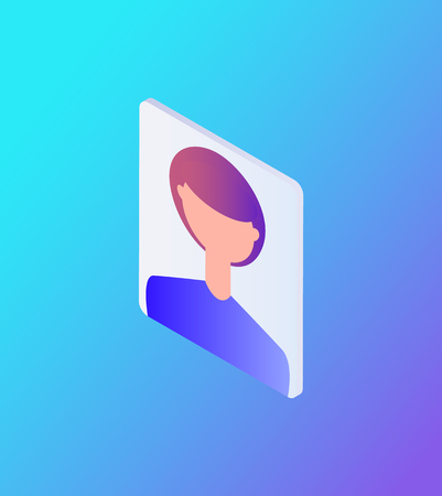 Male teenager boy wearing t-shirt profile of user of internet. Isolated icon 3d of individual, avatar for usage in web websites for chatting vectorのイラスト素材