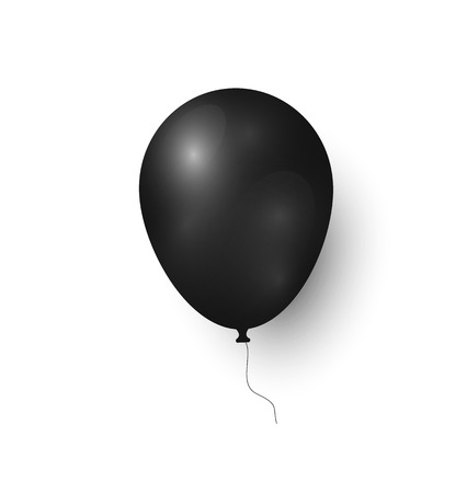 Black balloon realistic design 3D icon or sign. Helium trendy dark inflatable element for decorations, latex or rubber oval ball vector isolated on whiteのイラスト素材