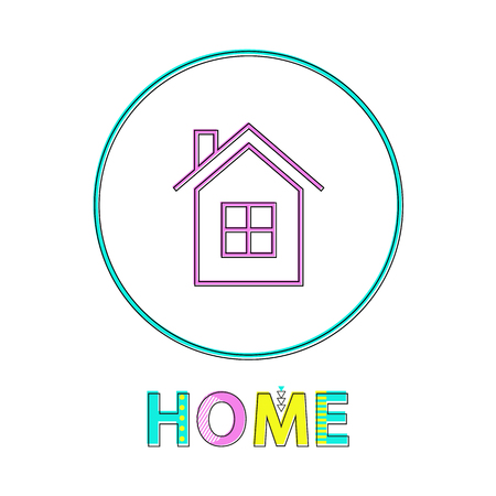Home Page Bright Linear Round Icon Thin Outlineの写真素材