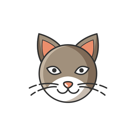Head Image of Cat Bright Cartoon Vector Isolatedのイラスト素材