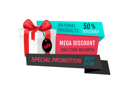 Natural Products, Mega Discount 50 Percent   Offのイラスト素材
