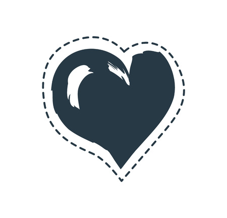 Asymmetric Heart Bordered with Dashed Line Posterのイラスト素材