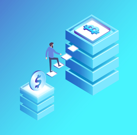 Bitcoin Blockchain Technology Vector Illustrationのイラスト素材
