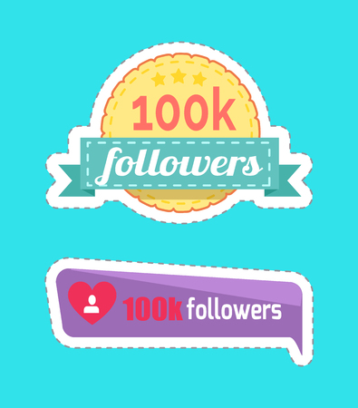 100 K Followers Numbers and Profile Set Vectorのイラスト素材