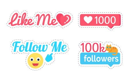 Follow and Like Me Followers Number Set Vectorのイラスト素材