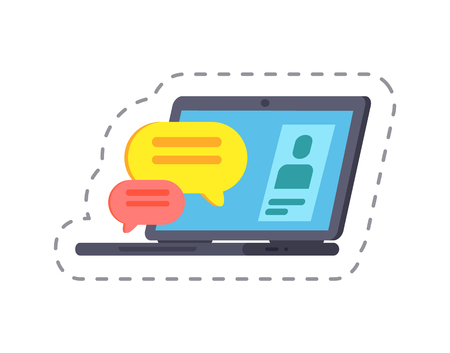 Blogger Day Laptop Screen Monitor with Chat Vectorのイラスト素材