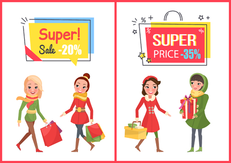 Super Sale and Offer, Reduced Price Banners Setのイラスト素材